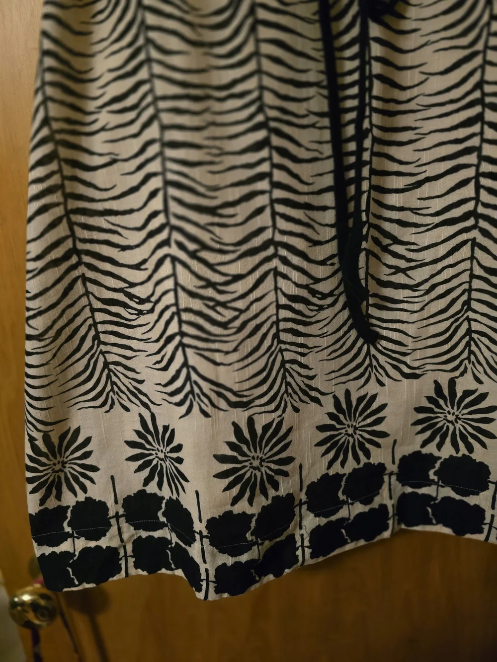 Free People Size 10 Black & Ivory Zebra Floral Print Cotton Empire Waist Dress